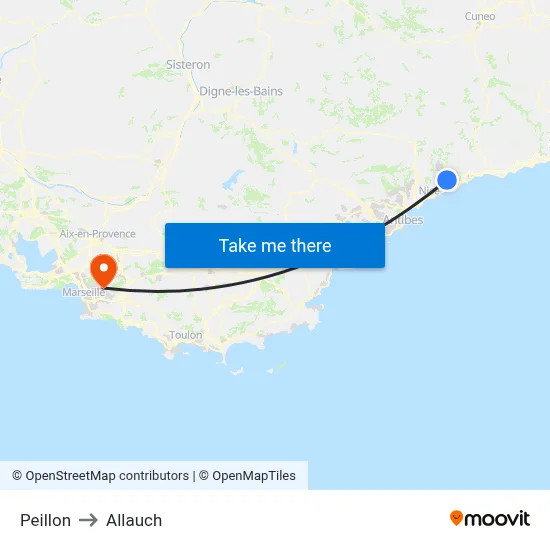 Peillon to Allauch map