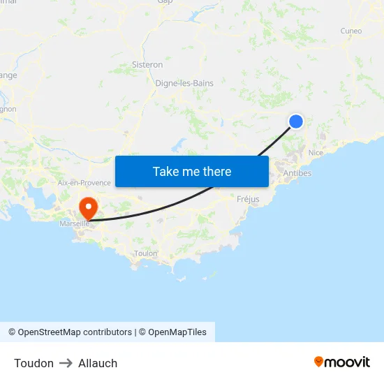 Toudon to Allauch map