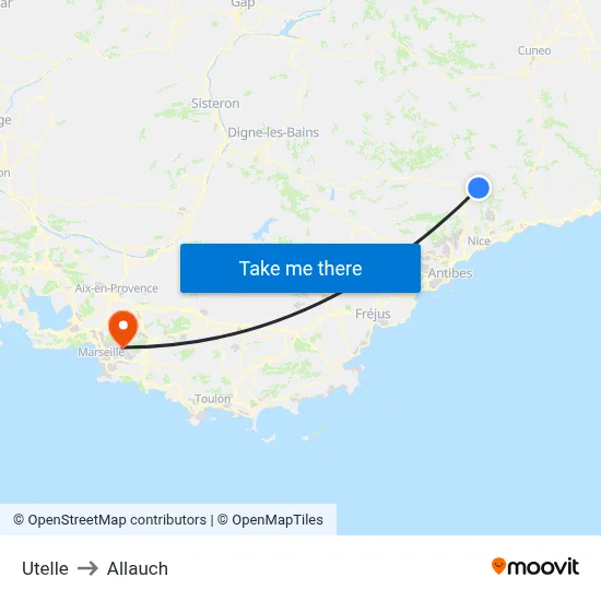Utelle to Allauch map