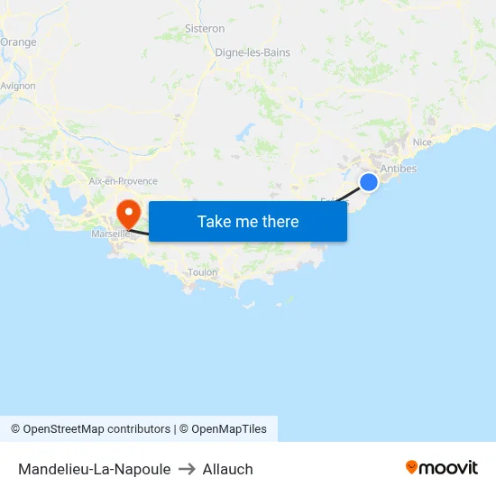 Mandelieu-La-Napoule to Allauch map