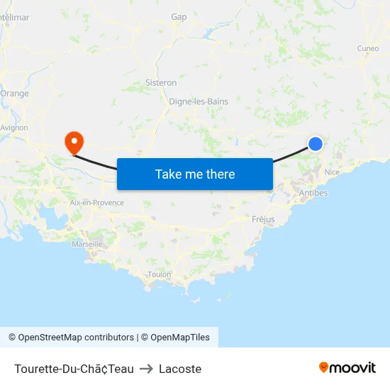 Tourette-Du-Chã¢Teau to Lacoste map