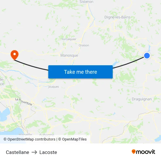 Castellane to Lacoste map