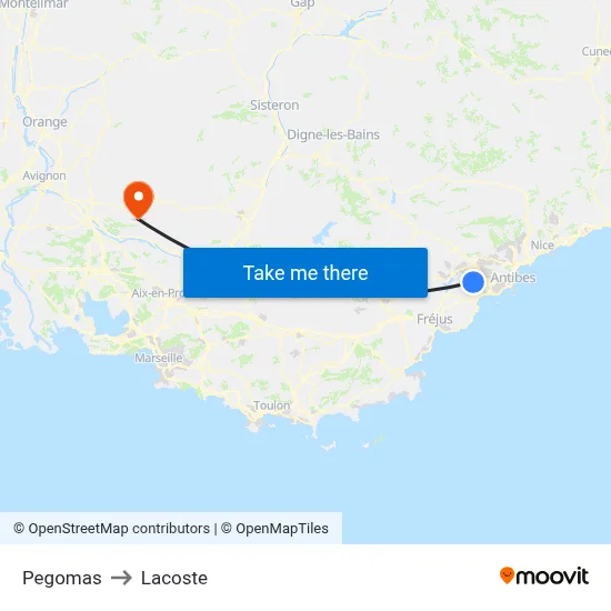 Pegomas to Lacoste map