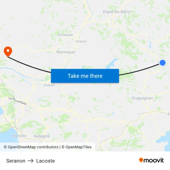 Seranon to Lacoste map