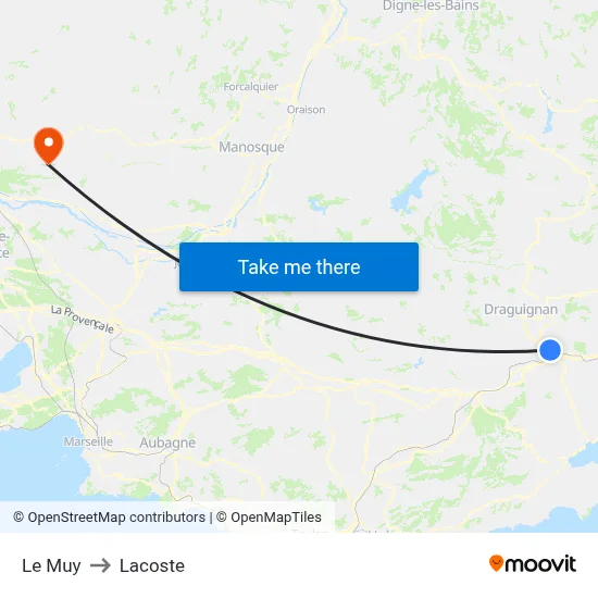 Le Muy to Lacoste map