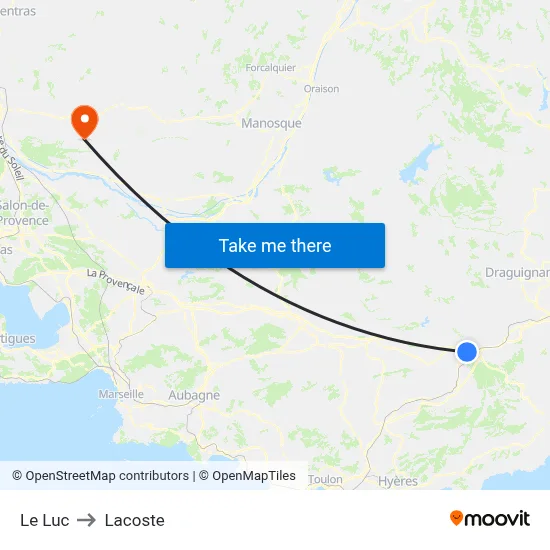 Le Luc to Lacoste map