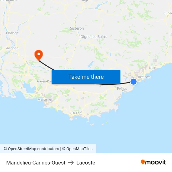 Mandelieu-Cannes-Ouest to Lacoste map