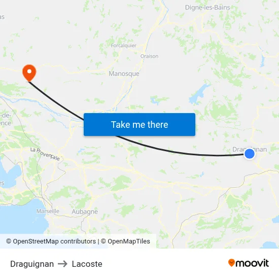 Draguignan to Lacoste map