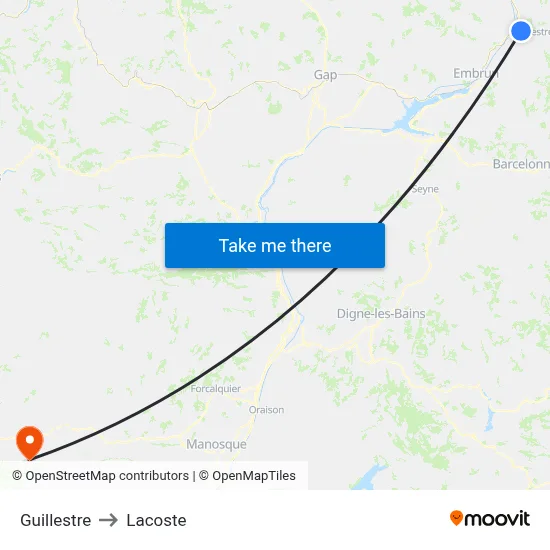 Guillestre to Lacoste map