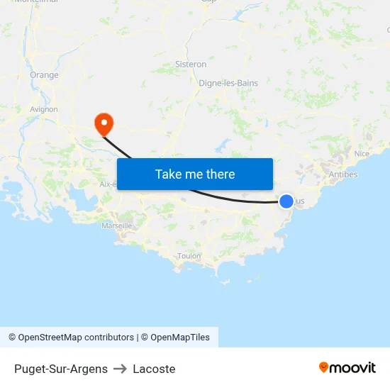 Puget-Sur-Argens to Lacoste map