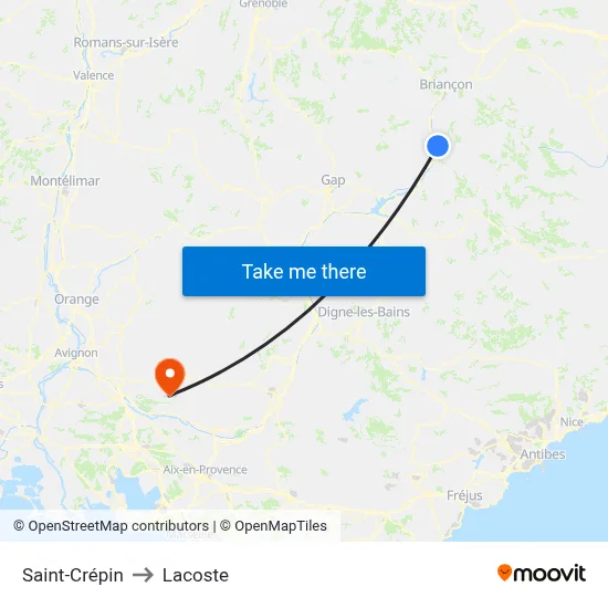 Saint-Crépin to Lacoste map
