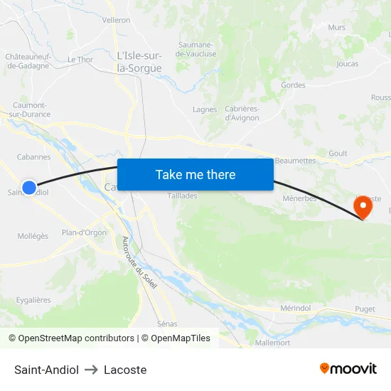 Saint-Andiol to Lacoste map