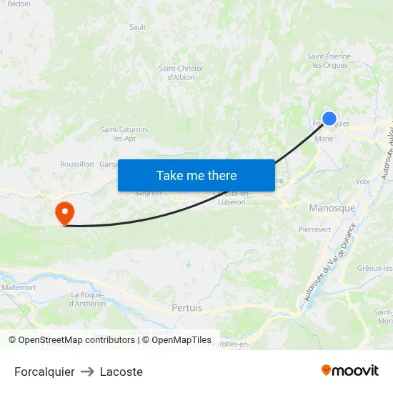 Forcalquier to Lacoste map