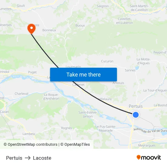Pertuis to Lacoste map