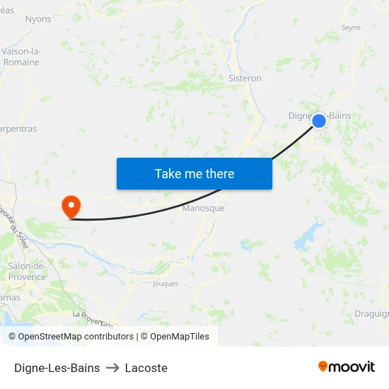 Digne-Les-Bains to Lacoste map