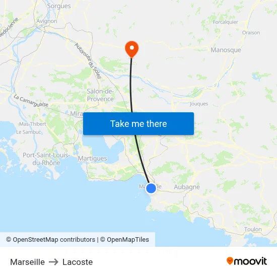 Marseille to Lacoste map