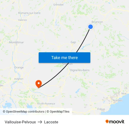 Vallouise-Pelvoux to Lacoste map