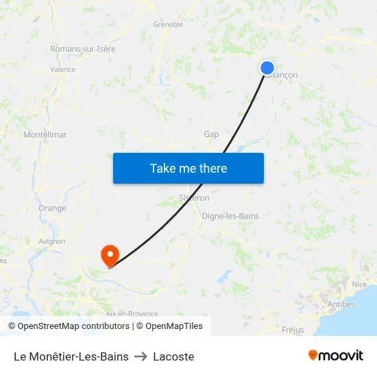 Le Monêtier-Les-Bains to Lacoste map