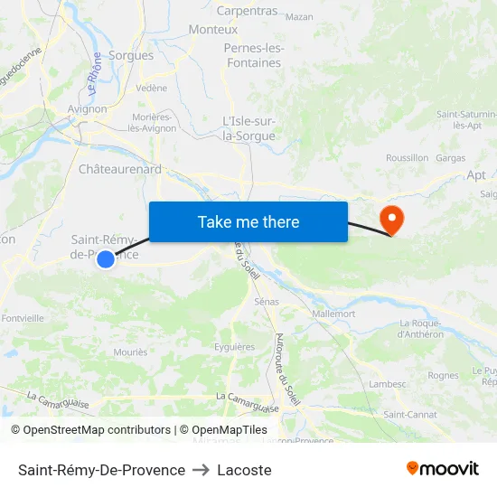 Saint-Rémy-De-Provence to Lacoste map
