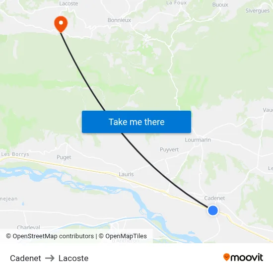 Cadenet to Lacoste map