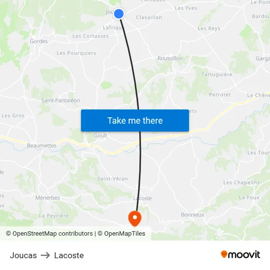 Joucas to Lacoste map