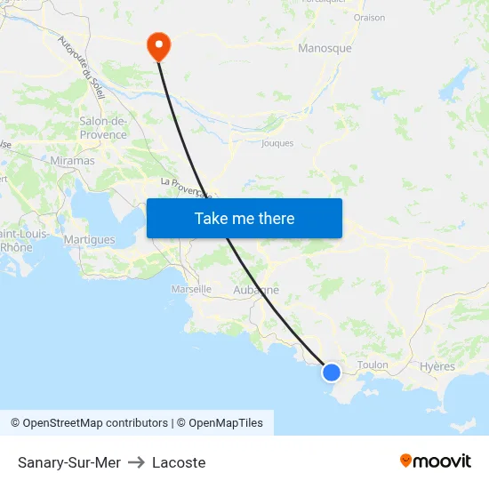 Sanary-Sur-Mer to Lacoste map