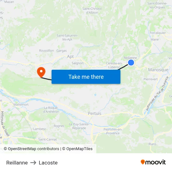 Reillanne to Lacoste map