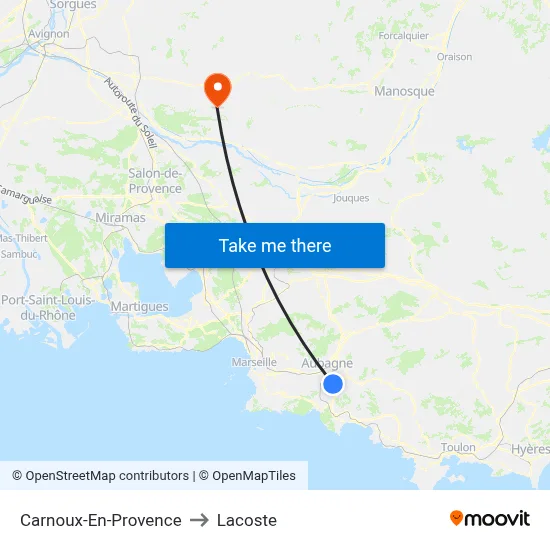 Carnoux-En-Provence to Lacoste map