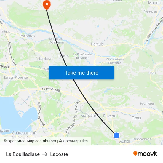 La Bouilladisse to Lacoste map