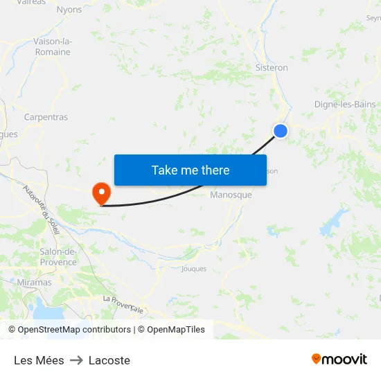 Les Mées to Lacoste map
