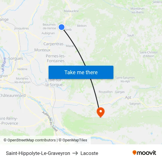 Saint-Hippolyte-Le-Graveyron to Lacoste map