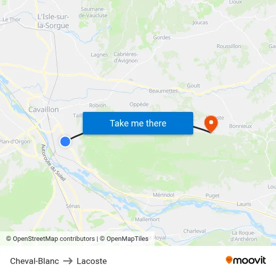 Cheval-Blanc to Lacoste map