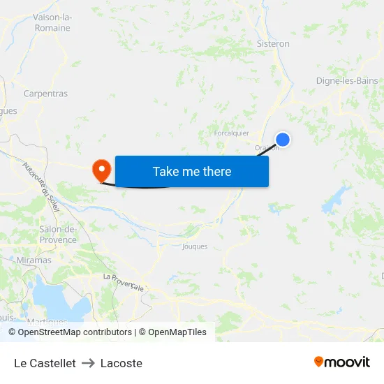 Le Castellet to Lacoste map