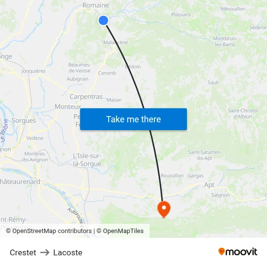 Crestet to Lacoste map