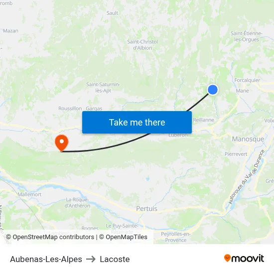 Aubenas-Les-Alpes to Lacoste map