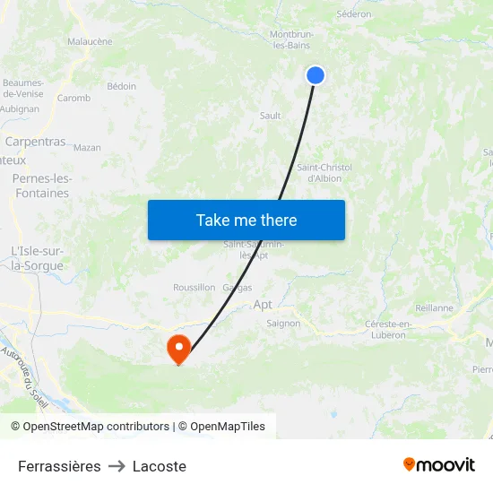 Ferrassières to Lacoste map