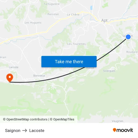 Saignon to Lacoste map
