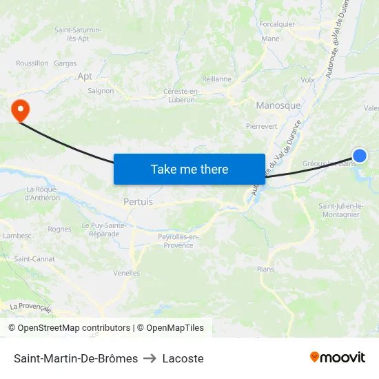 Saint-Martin-De-Brômes to Lacoste map