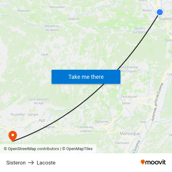 Sisteron to Lacoste map