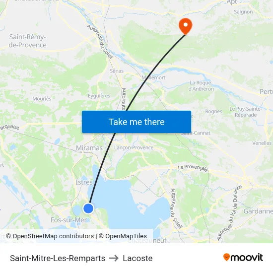 Saint-Mitre-Les-Remparts to Lacoste map