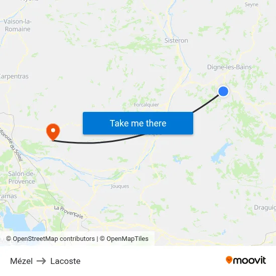 Mézel to Lacoste map