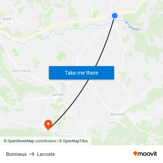 Bonnieux to Lacoste map