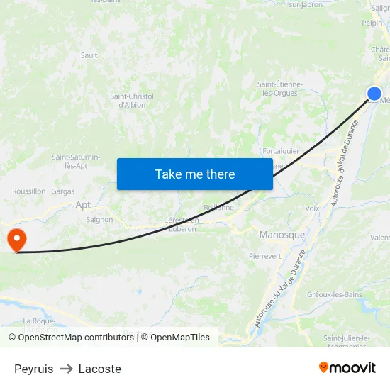 Peyruis to Lacoste map