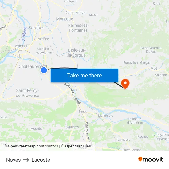Noves to Lacoste map