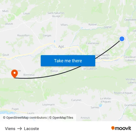 Viens to Lacoste map