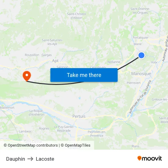 Dauphin to Lacoste map
