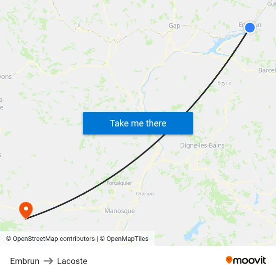 Embrun to Lacoste map