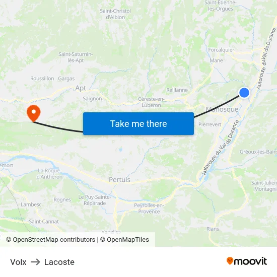 Volx to Lacoste map