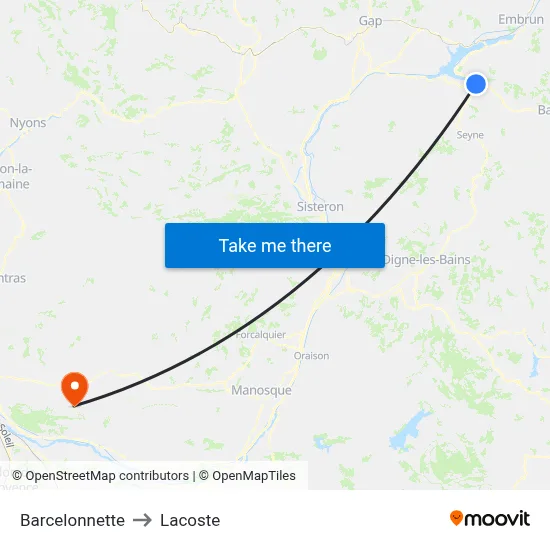 Barcelonnette to Lacoste map