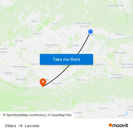 Villars to Lacoste map